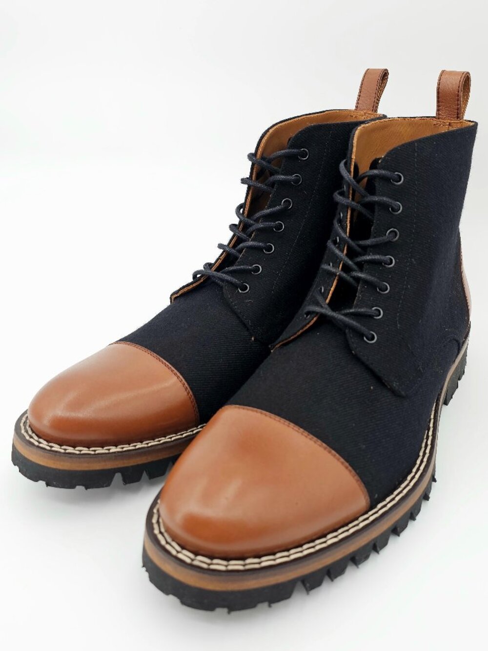 Taft The Jack Chukka Dress Boots Black Wool Brown Calf Skin Men's Size 8 EU 41